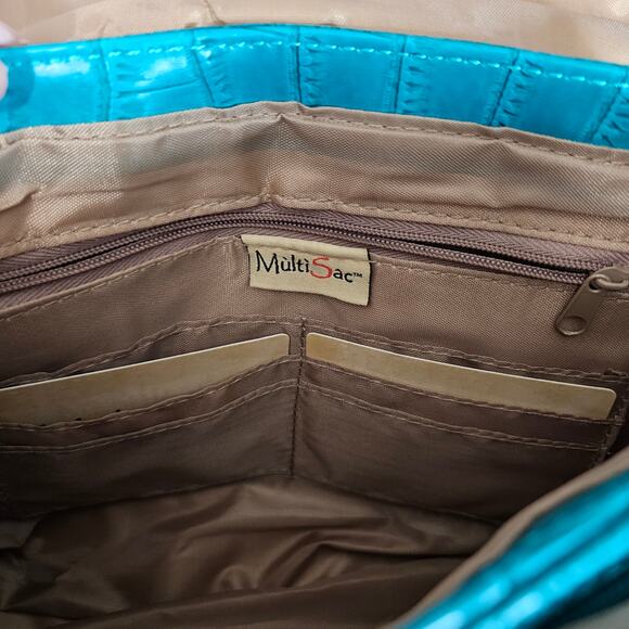 NEW MultiSac Croc Purse Strap Teal Turquoise Crossbody Embossed Blue Handbag NWT - Picture 11 of 16